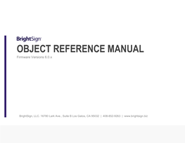 OBJECT REFERENCE MANUAL Firmware Versions 6.0.X