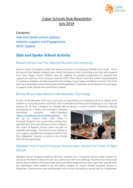 Cyber Schools Hub Newsletter July 2019