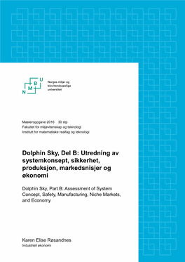 Dolphin Sky, Del B: Utredning Av Systemkonsept, Sikkerhet, Produksjon, Markedsnisjer Og Økonomi