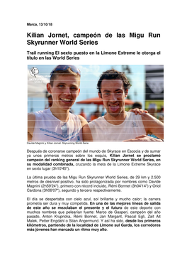 An Jornet, Campeón De Las Migu Run Runner World Series