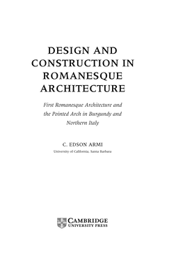 Design and Construction in Romanesque Architecture