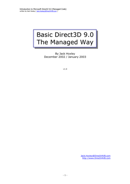 Basic Direct3d 9.0 the Managed Way