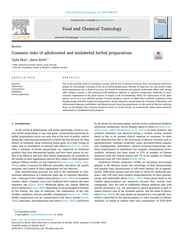 Common Risks of Adulterated and Mislabeled Herbal Preparations