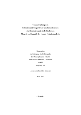 Tanzdarstellungen in Höfischen Und Bürgerlichen Gesellschaftsszenen Der Flämischen Und Niederländischen Malerei Und Graphik Des 16