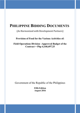 PHILIPPINE BIDDING DOCUMENTS (As Harmonized with Development Partners)