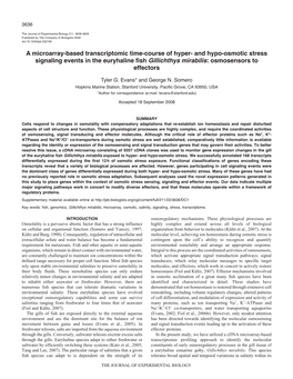 And Hypo-Osmotic Stress Signaling Events in the Euryhaline Fish Gillichthys Mirabilis: Osmosensors to Effectors