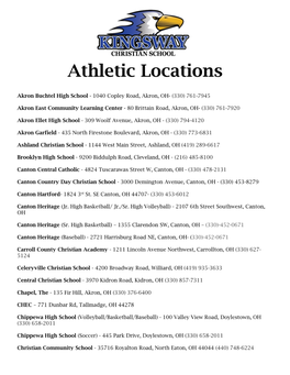 Athletic Locations