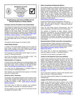 Qualifications and Terms of Office for All Elected Positions in North Dakota