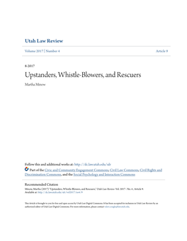 Upstanders, Whistle-Blowers, and Rescuers Martha Minow