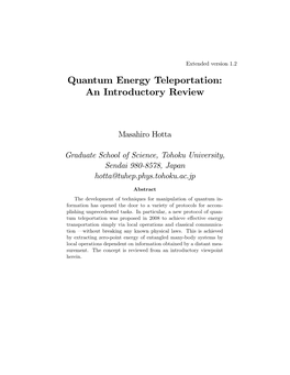 Quantum Energy Teleportation: an Introductory Review