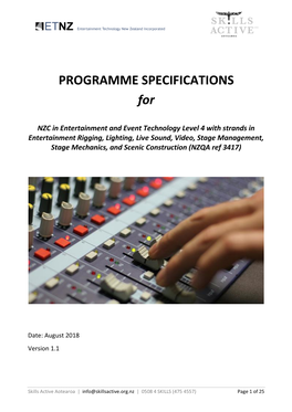 PROGRAMME SPECIFICATIONS For