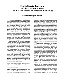 The California Bungalow and the Tyrolean Chalet: the 111-Fated Life of an American Vernacular