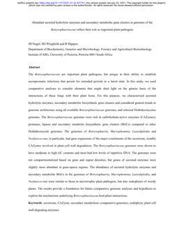 Abundant Secreted Hydrolytic Enzymes and Secondary Metabolite Gene Clusters in Genomes of The