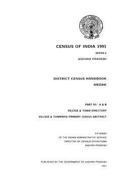 District Census Handbook, Medak, Part XII-A & B, Series-2