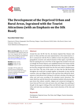 The Development of the Deprived Urban and Rural Areas, Ingrained with the Tourist Attractions (With an Emphasis on the Silk Road)