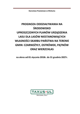 Prognoza Oddziaływania Na Środowisko Uproszczonych Planów Urządzenia Lasu Dla Lasów Niestanowiących Własności Skarbu Pa