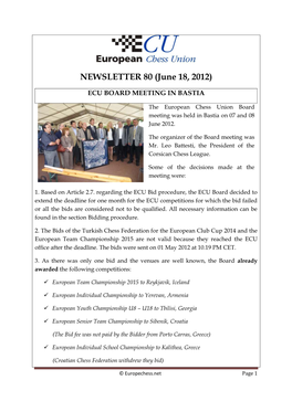 NEWSLETTER 80 (June 18, 2012)