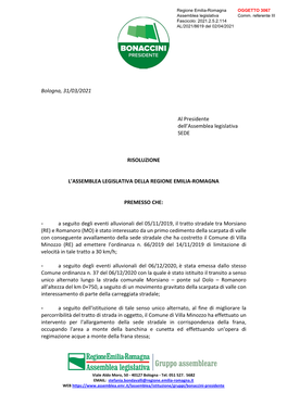 Regione Emilia-Romagna OGGETTO 3067 Assemblea Legislativa Comm