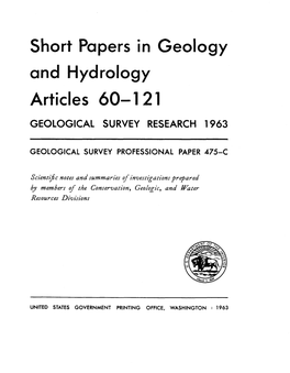 Articles 60- 1 2 1 GEOLOGICAL SURVEY RESEARCH 1963