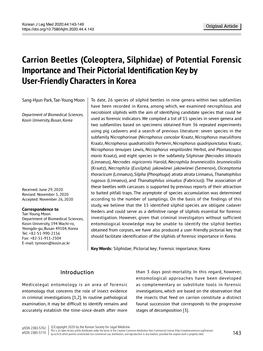 Carrion Beetles (Coleoptera, Silphidae) of Potential Forensic Importance and Their Pictorial Identification Key by User-Friendly Characters in Korea