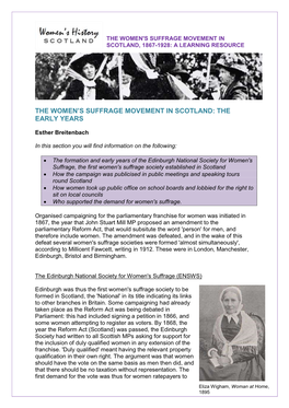The Women's Suffrage Movement in Scotland, 1867-1928: a Learning Resource