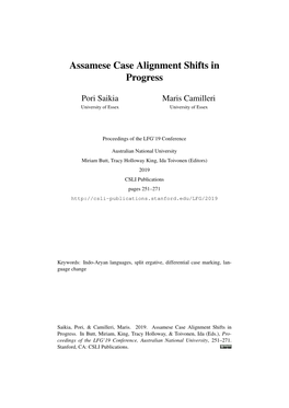 Assamese Case Alignment Shifts in Progress