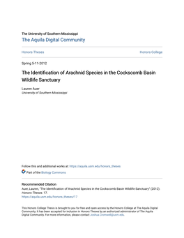 The Identification of Arachnid Species in the Cockscomb Basin Wildlife Sanctuary