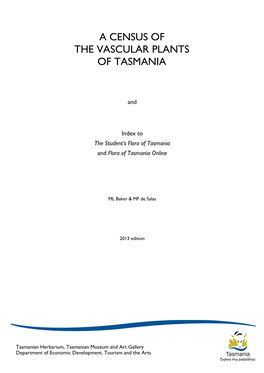 A Census of the Vascular Plants of Tasmania