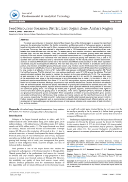 Feed Resources Gozamen District, East Gojjam Zone, Amhara Region