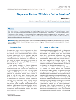 Dspace Or Fedora: Which Is a Better Solution?