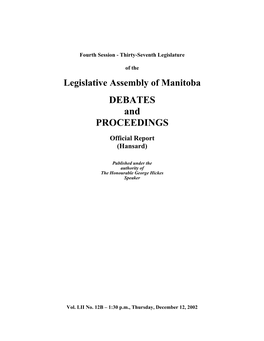 466 LEGISLATIVE ASSEMBLY of MANITOBA December 12, 2002