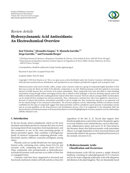 Review Article Hydroxycinnamic Acid Antioxidants: an Electrochemical Overview
