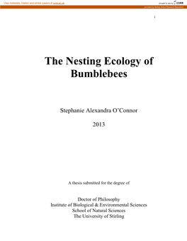 The Nesting Ecology of Bumblebees