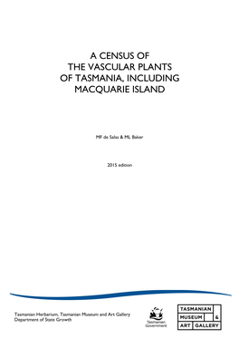A Census of the Vascular Plants of Tasmania, Including Macquarie Island