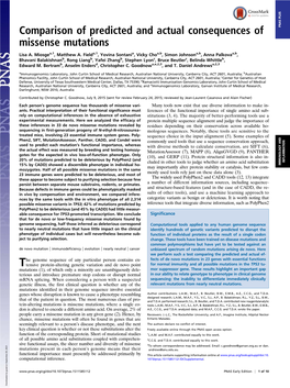 Comparison of Predicted and Actual Consequences of Missense Mutations