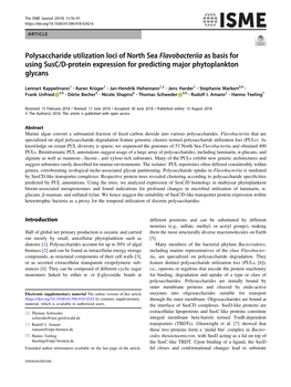 Polysaccharide Utilization Loci of North Sea Flavobacteriia As Basis for Using Susc/D-Protein Expression for Predicting Major Phytoplankton Glycans