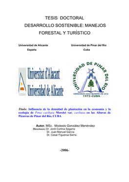 Tesis Doctoral Desarrollo Sostenible: Manejos Forestal Y Turístico
