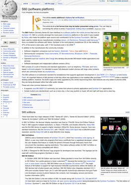 S60 (Software Platform) from Wikipedia, the Free Encyclopedia