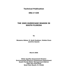 The 2005 Hurricane Season in South Florida