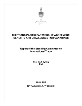 The Trans-Pacific Partnership Agreement: Benefits and Challenges for Canadians