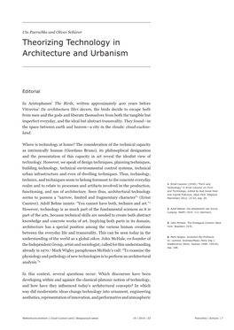 Theorizing Technology in Architecture and Urbanism