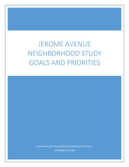 Jerome Avenue Neighborhood Study Goals and Priorities