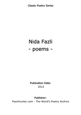 Nida Fazli - Poems