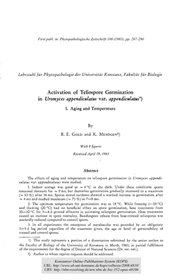 Activation of Teliospore Germination in Uromyces Appendiculatus Var