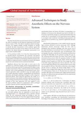 Advanced Techniques to Study Anesthetic Effects on the Nervous System