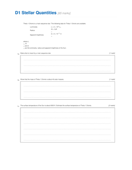 D1 Stellar Quantities [65 Marks]