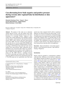 Can Alternating Lower Body Negative and Positive Pressure During Exercise Alter Regional Body Fat Distribution Or Skin Appearance?