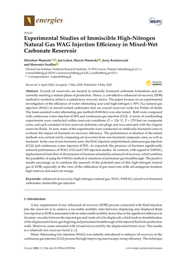Experimental Studies of Immiscible High-Nitrogen Natural Gas WAG Injection Eﬃciency in Mixed-Wet Carbonate Reservoir