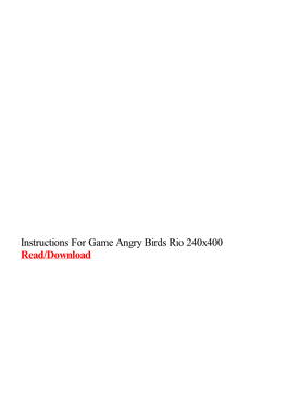 Instructions for Game Angry Birds Rio 240X400