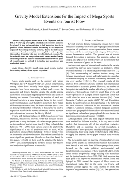 Gravity Model Extensions for the Impact of Mega Sports Events on Tourist Flow